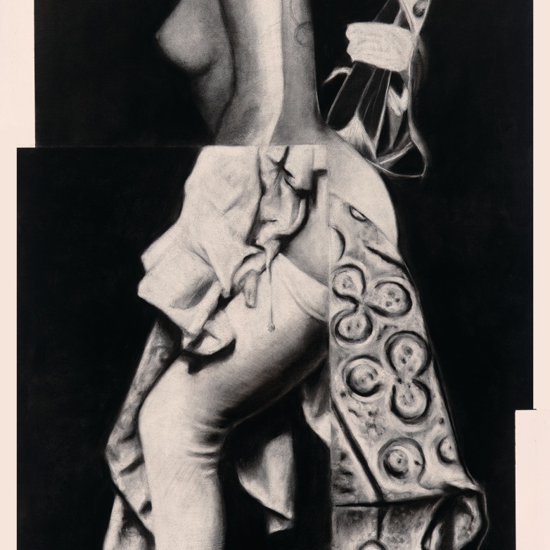 Heidi Yardley, Spellbound, charcoal on primed paper, 152 x 78 cm